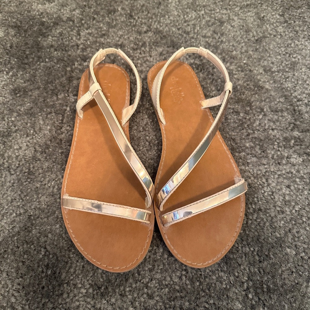 Charlotte Russe Rose Gold and Tan Sandals